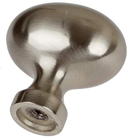 1 25 inch Satin Nickel Classic Oval Egg Cabinet Knobs (Pack 25) Grey Modern Contemporary Zinc Finish - Diamond Home USA