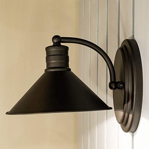 1 Light Bronze Farmhouse Barn Bathroom Wall Fixture 10 W X 7 25 H 8 D Brown Industrial Steel Dimmable Includes Hardware - Diamond Home USA