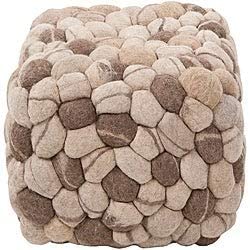 Decorative Cobblestone Grey Pouf Brown Tan Geometric