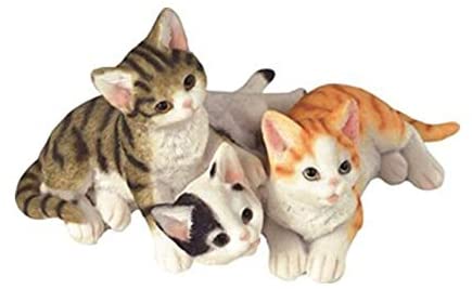 3 5" H Lying Tuxedo Cats Figurine Brown