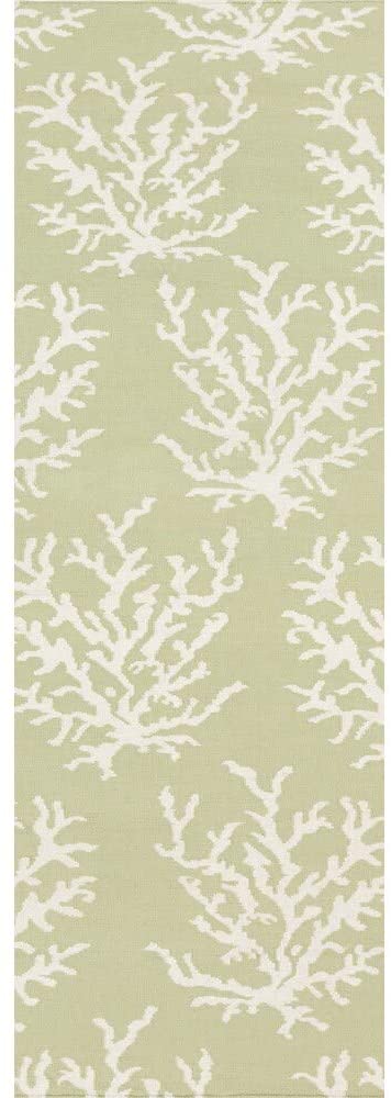 Hand Woven Lettuce Leaf Wool Area Rug 2'6" X 8' Runner Green