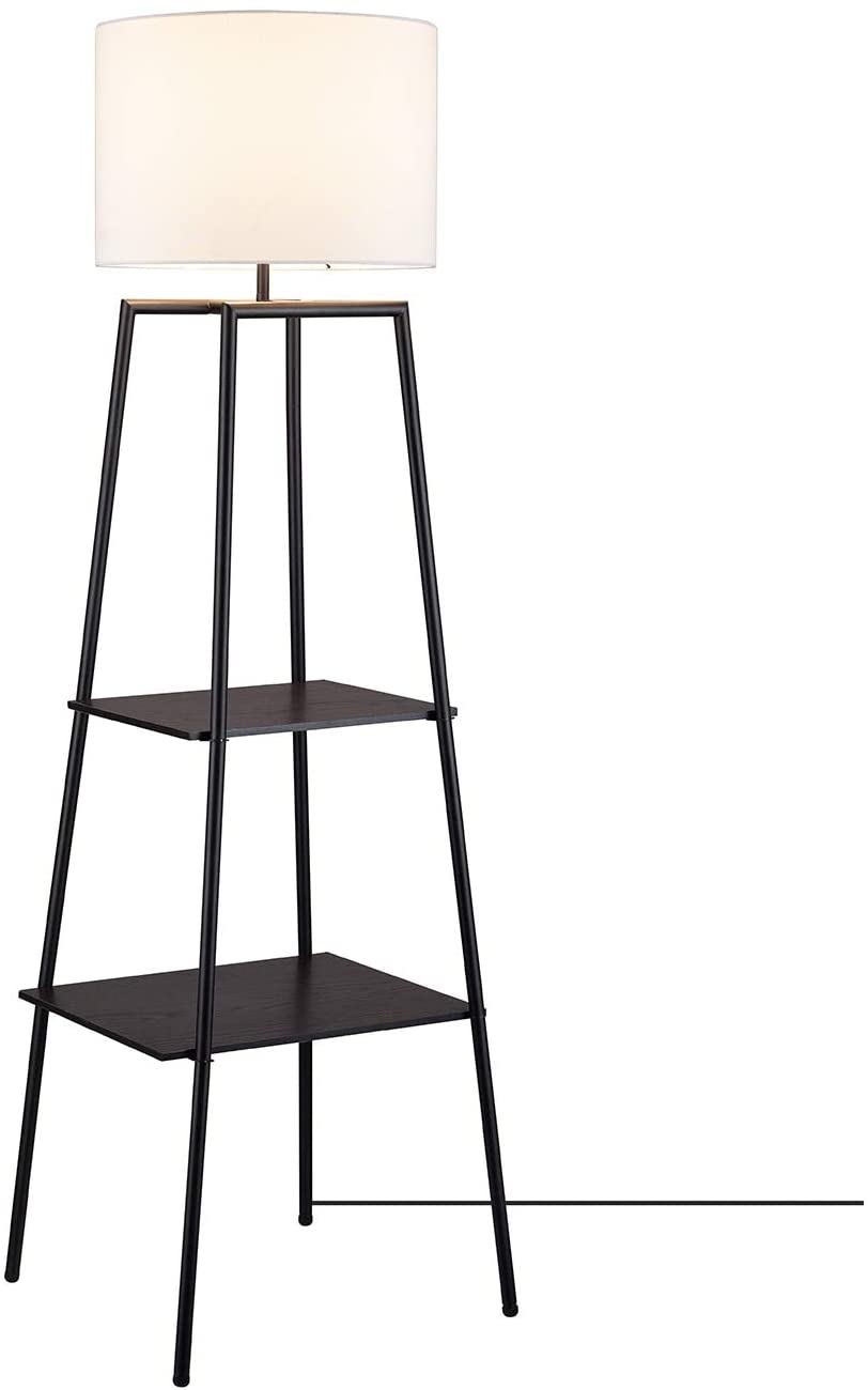 MISC Dark Walnut Finish Shelf Floor Lamp Cec Title20 Led Bulb Included Black Bulbs Energy Efficient