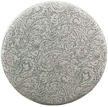 MISC Hector Grey Floral Storage Ottoman Paisley Bohemian Eclectic Pattern Fabric Foam Wood Walnut Finish