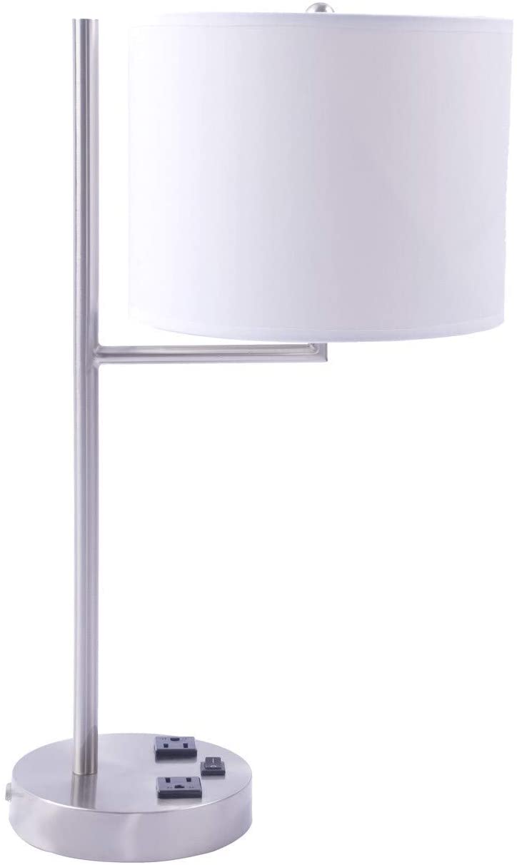 20 inch Metal Tech Table Lamp Brushed Nickel Grey