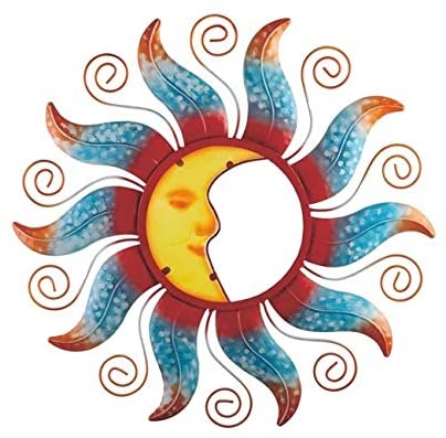23" Sun Moon Wall Aqua Red Hanging Color