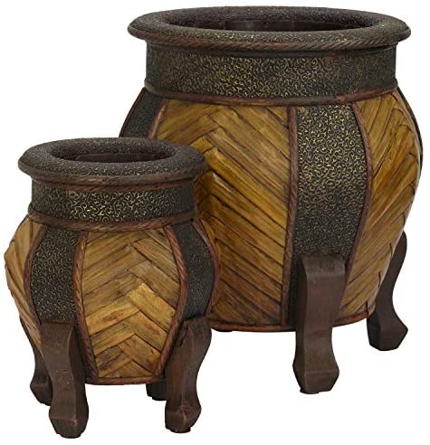 Decorative Rounded Wood Planters (Set 2)