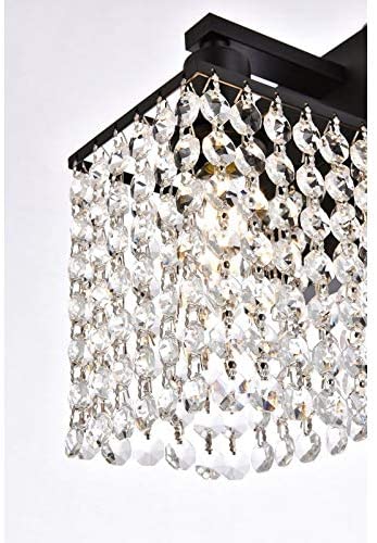 1 Light Bath Sconce Clear Crystals Mid Century Modern Crystal Iron Black Dimmable - Diamond Home USA