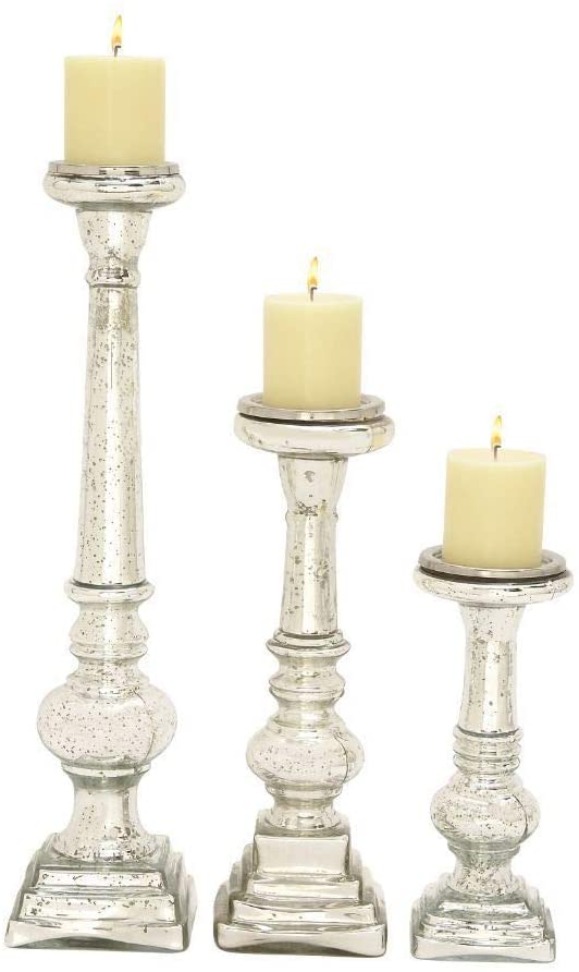 Three Glass Candle Holders Black Color Glam Acacia