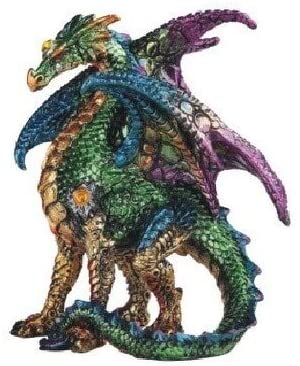 4 75" w Green Dragon Purple/Blue Wings Statue Fantasy