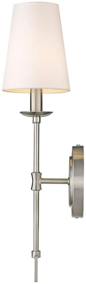 Modern Traditional One 1 Light Wall Sconce Shade Silver Nickel N/ Metallic Contemporary Metal Dimmable - Diamond Home USA