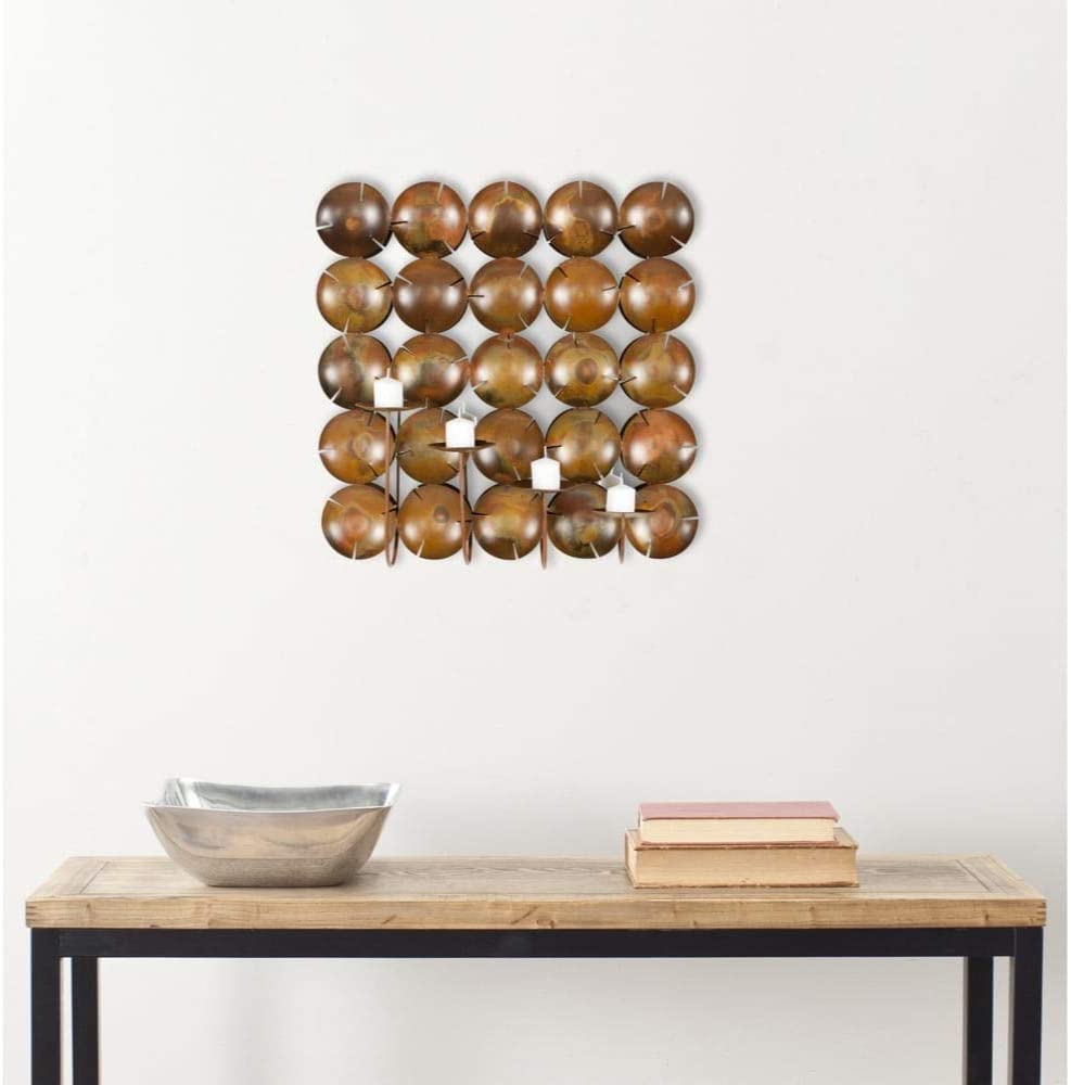Lighting Coco Shells Square Candle Holder Wall Sconce 0 Gold Modern Contemporary Iron Metal - Diamond Home USA