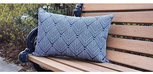 14 X 20 Inch Navy Blue Abstract Decorative Outdoor Pillow Transitional Polyester - Diamond Home USA