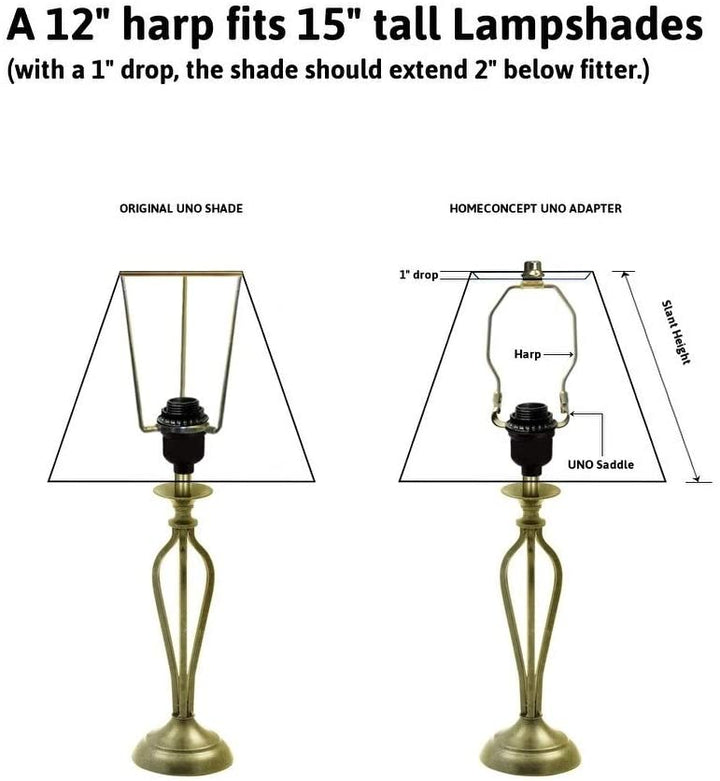 Slip Uno Adapter Converts Your 15" High Lampshade Fit Lamp Base (1 7/16" Opening) 12" h Modern Contemporary Brass