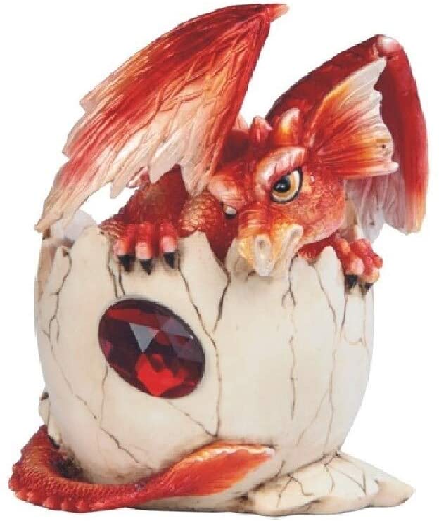 4" h Fantasy January Birthstone Red Dragon Baby Figurine