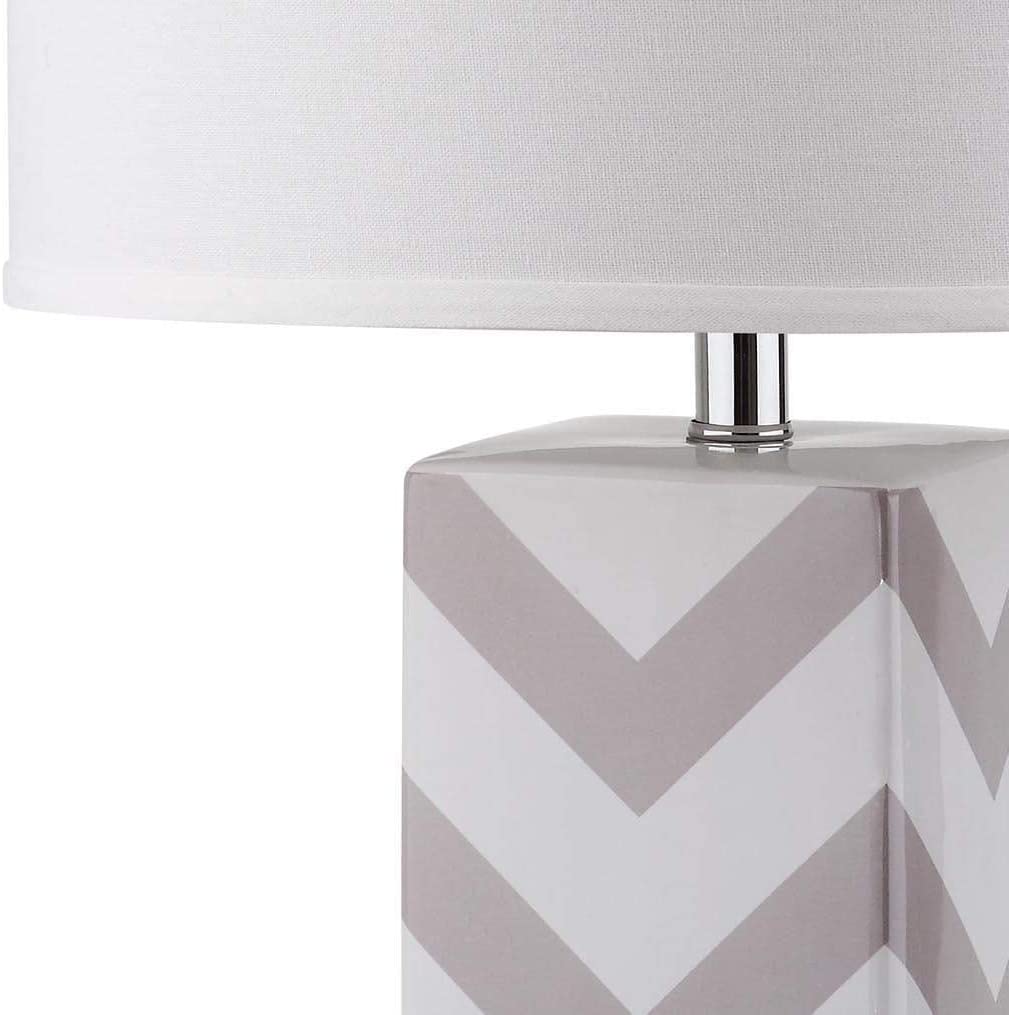 MISC Lighting 27 inch Grey Chevron Stripe Table Lamp (Set 2) 15"x15"x27" Nickel Bulbs Included