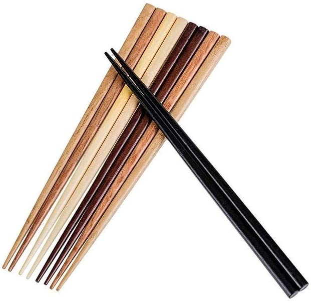 5 Pair Basic Hardwood Japanese Reusable Wood Chopsticks Brown Piece