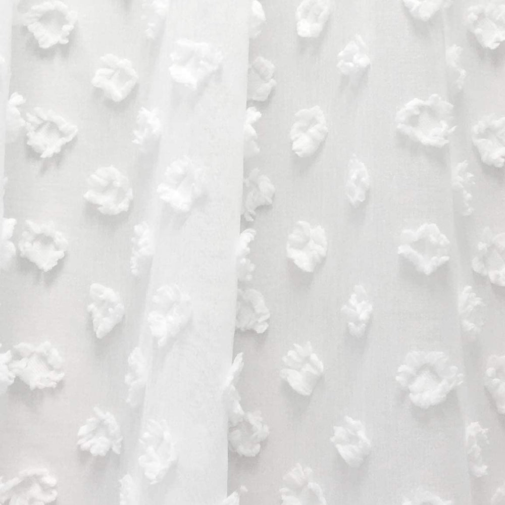 White Voile Chiffon Sheer Window Curtain Valance Cream Floral Modern Contemporary 100% Polyester Embroidered - Diamond Home USA