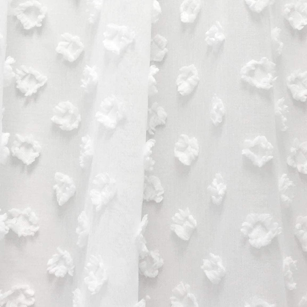 White Voile Chiffon Sheer Window Curtain Valance Cream Floral Modern Contemporary 100% Polyester Embroidered - Diamond Home USA