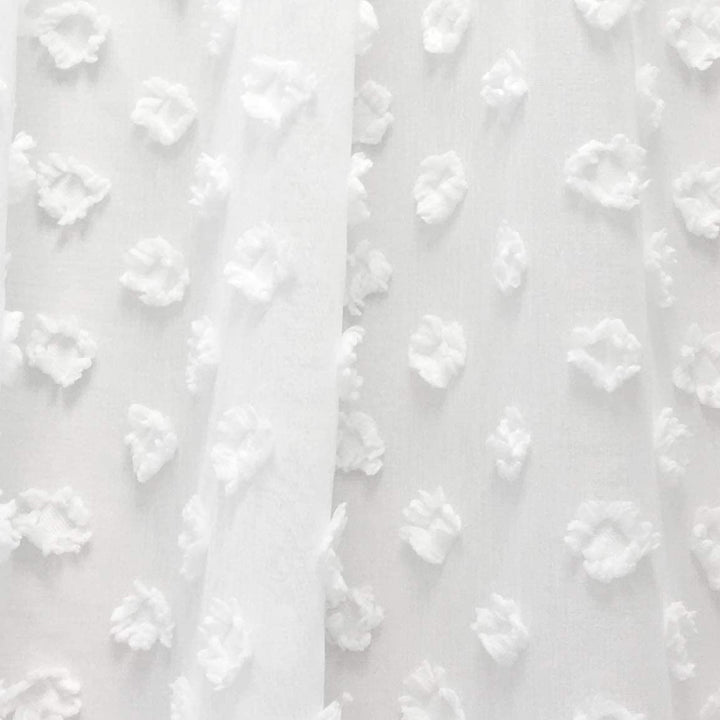 White Voile Chiffon Sheer Window Curtain Valance Cream Floral Modern Contemporary 100% Polyester Embroidered - Diamond Home USA