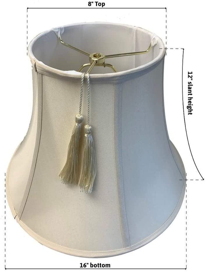 8x16x12 Lamp Shade Tassel Eggshell Off White Modern Contemporary - Diamond Home USA