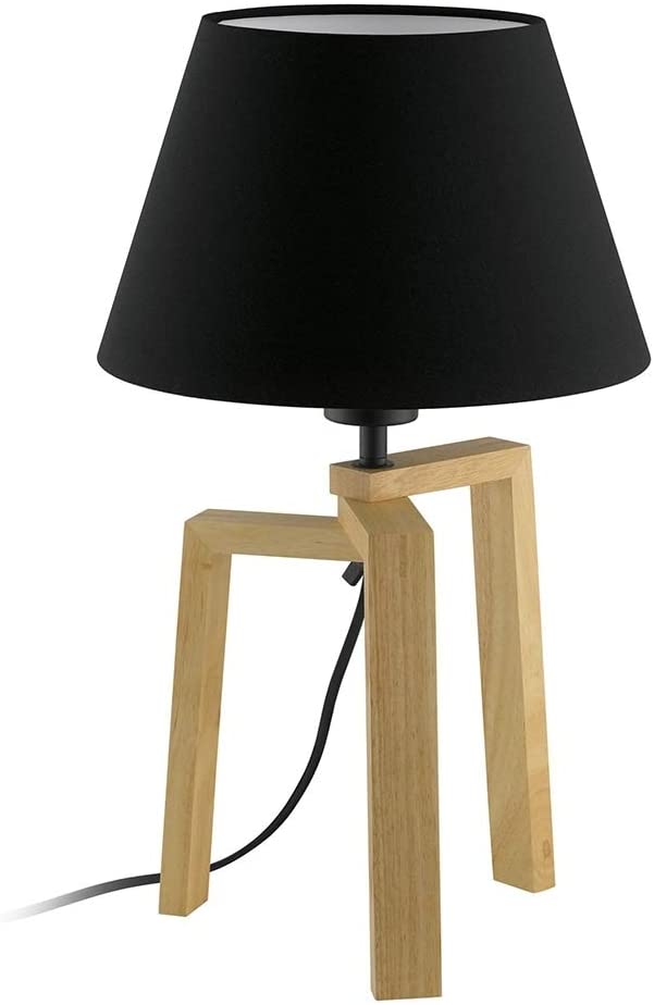1 Light Natural Table Lamp Black Exterior White Interior