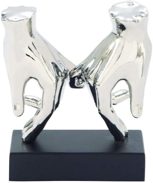 7 inch Wide X 8 inch High Silver Ceramic Hands Sculpture