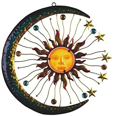 18" H Wall Plaque Blue Moon Sun Hanging Metal