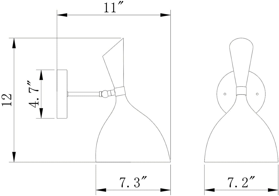 Matte Black Gold 1 Light Wall Sconce Metal Cone Shade Modern Contemporary Dimmable - Diamond Home USA