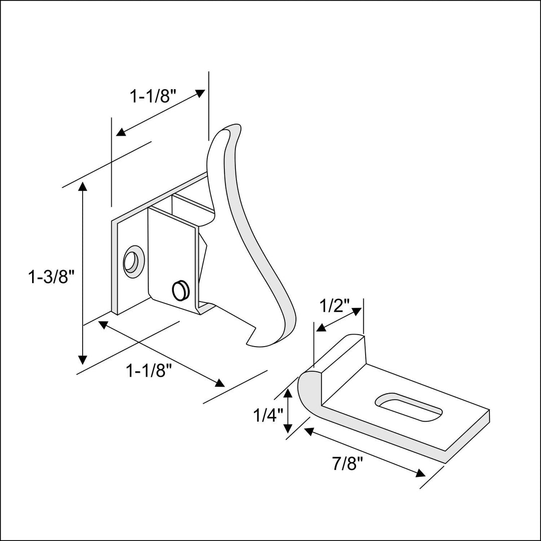 (Pack 10) Hardware Extra Heavy Duty Elbow Latch Cabinet Door/Window Catch Nickel Metal Finish - Diamond Home USA