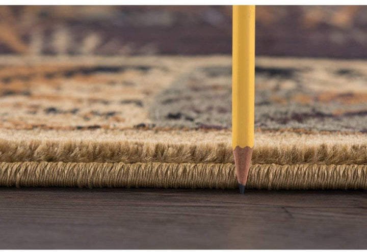 N2 2'7 x 7'3 Tan Brown Deer Runner Rug Rectangle Indoor Grey Beige Hunting Theme Hallway Carpet Forest Trees Bush Pattern Cabin Lodge Wildlife