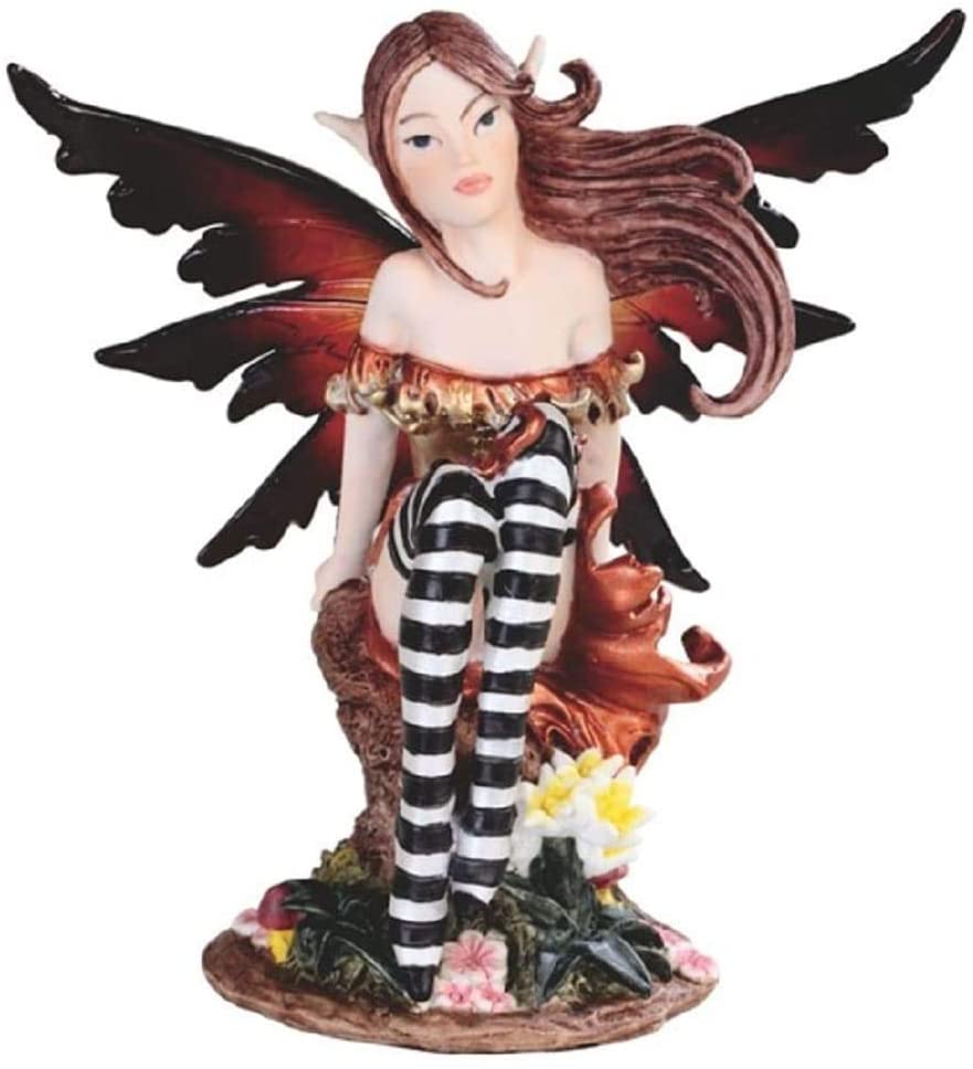 5" h Purple/Orange Fairy Clear Wings Statue Fantasy