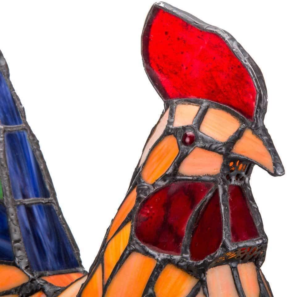 Multicolor Resin 15 5 inch Rooster Stained Glass Accent Lamp 12 5" l X 7 0" w 15" h Beige Blue Green Farmhouse