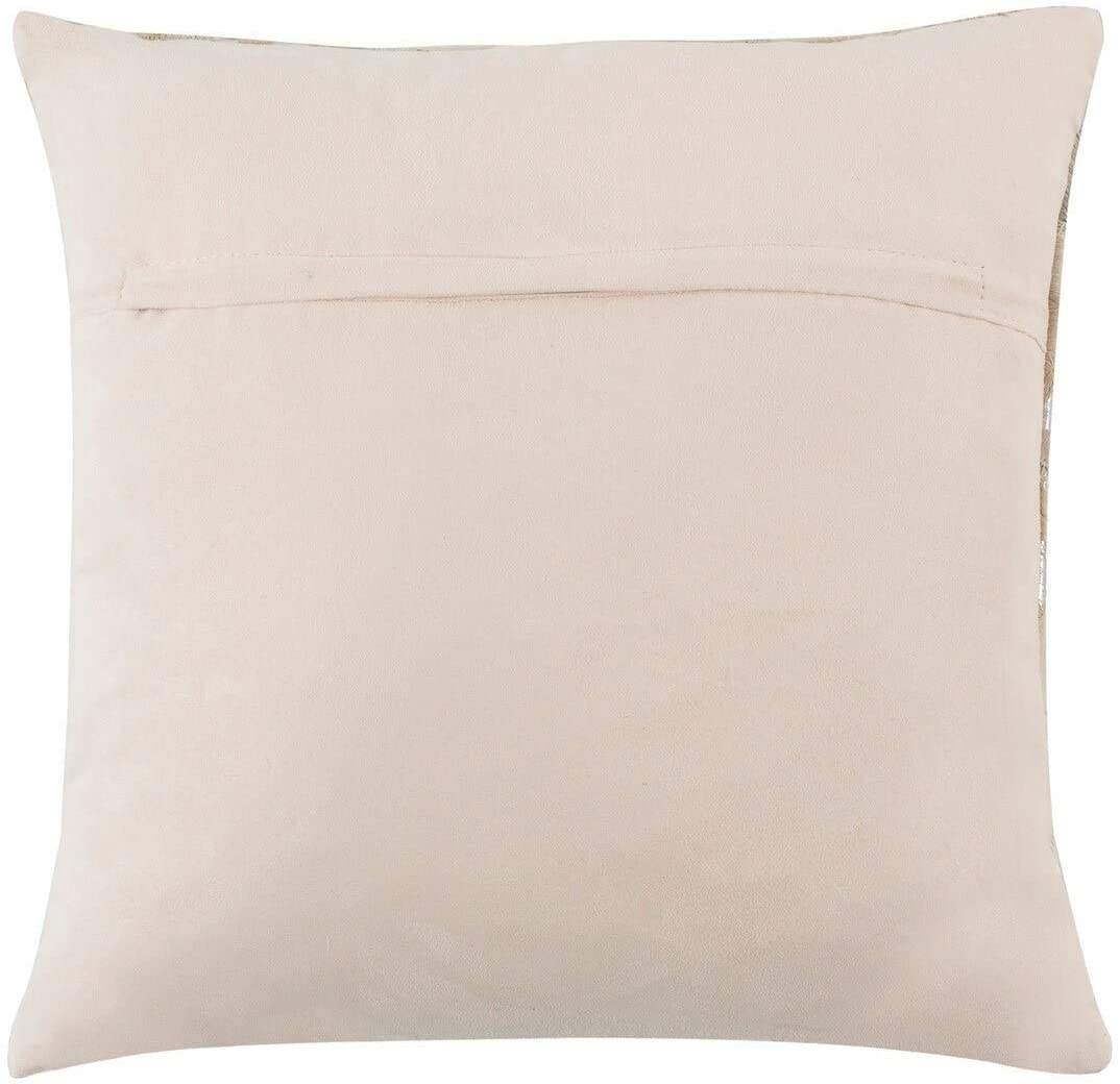 Metallic Scale Silver/White Cowhide 18 inch Decorative Pillow Silver Textured Casual Farmhouse Modern Contemporary Suede Single Removable Cover - Diamond Home USA