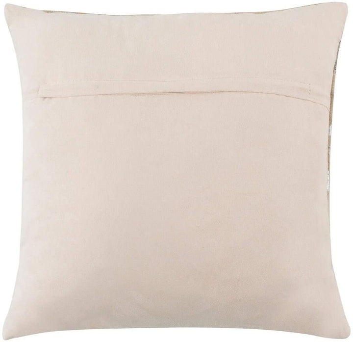 Metallic Scale Silver/White Cowhide 18 inch Decorative Pillow Silver Textured Casual Farmhouse Modern Contemporary Suede Single Removable Cover - Diamond Home USA