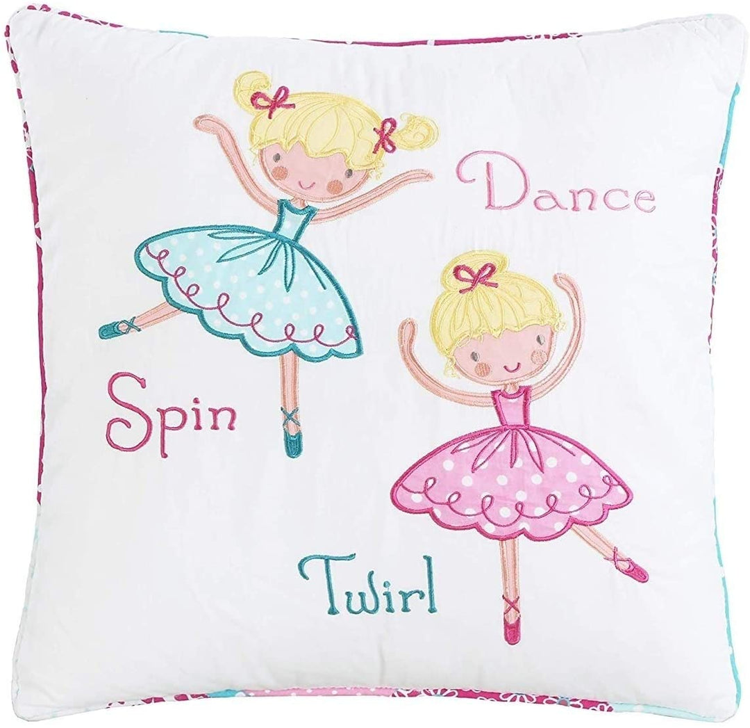 Cozy Line Ballet Dancing Girl Cotton Throw Pillow Blue