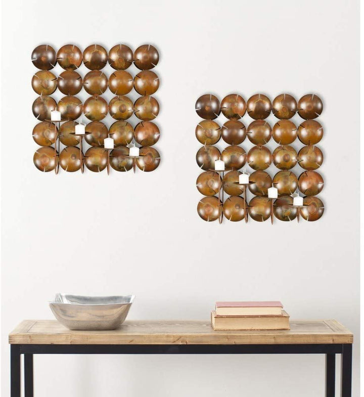 Lighting Coco Shells Square Candle Holder Wall Sconce 0 Gold Modern Contemporary Iron Metal - Diamond Home USA