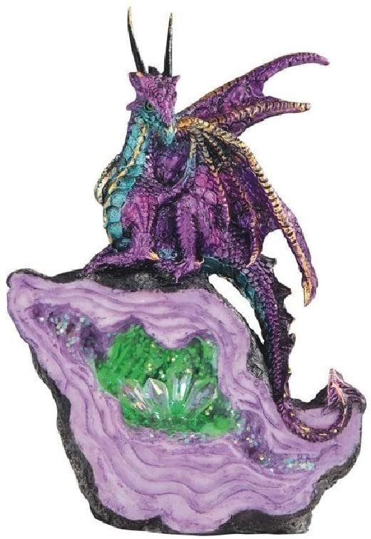 6 75" h Pink/Purple Dragon Green Crystal Stone Led Light