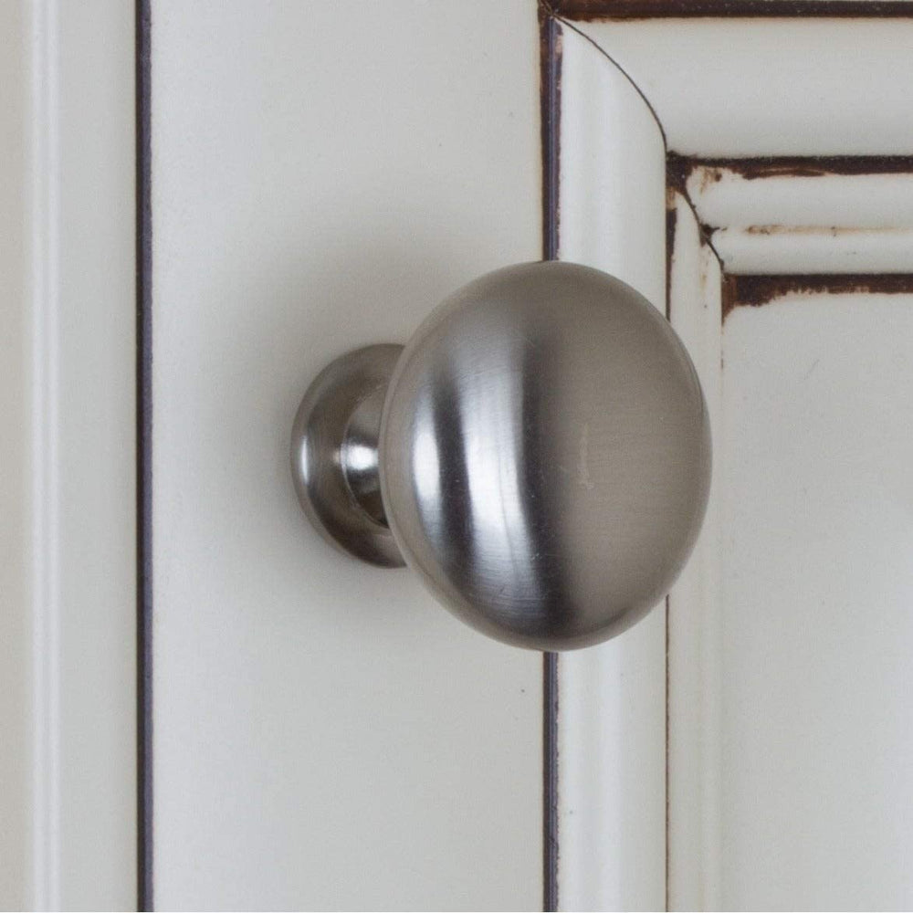 1 125 inch Satin Nickel Classic Round Cabinet Knobs (Case 25) Grey Metal Finish - Diamond Home USA