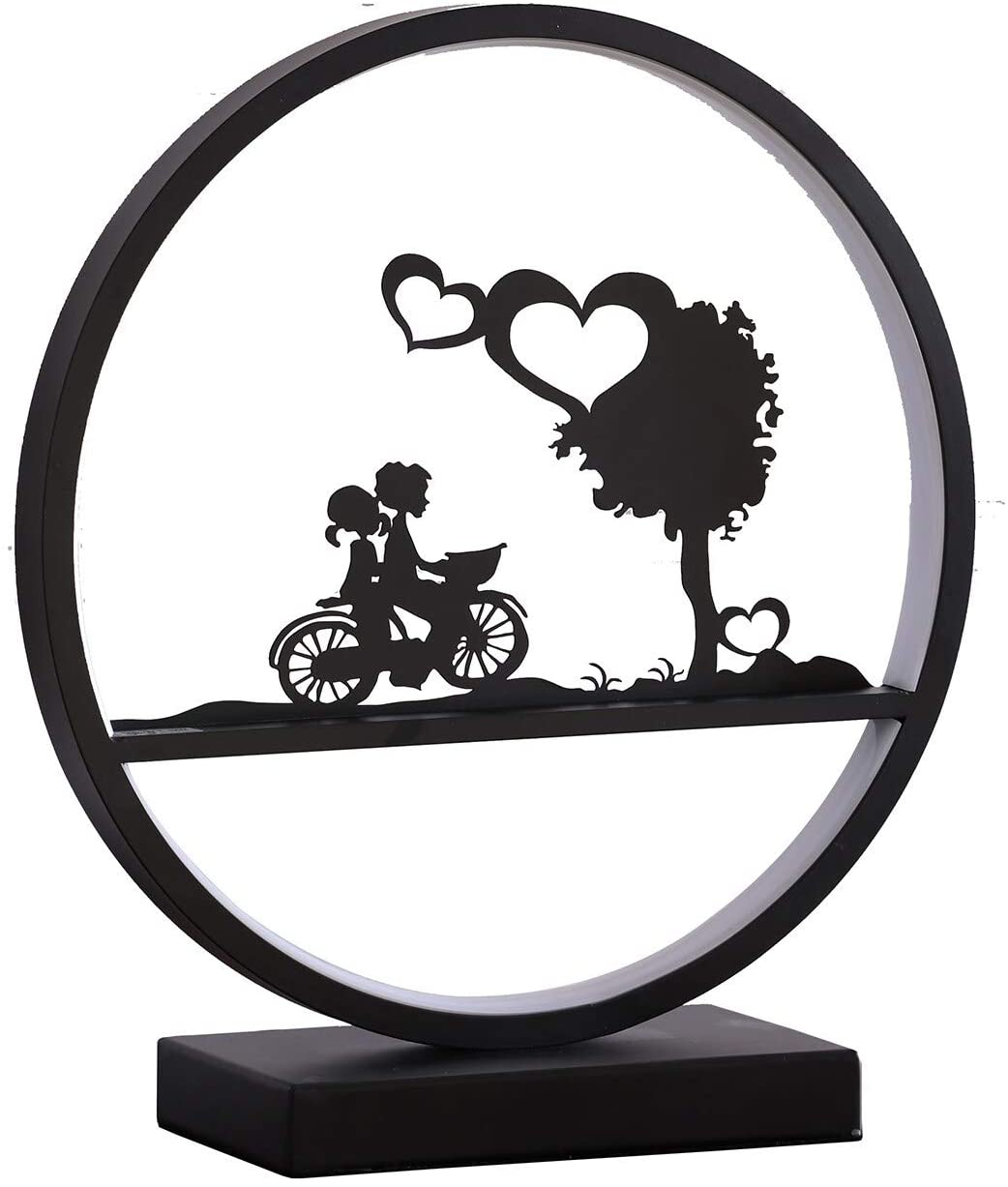 Girl Boy Bicycle Led Accent Table Lamp Silver Modern
