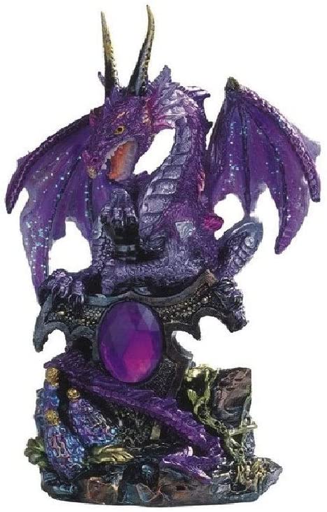 6" h Purple Dragon Gem Statue Fantasy Decoration Figurine