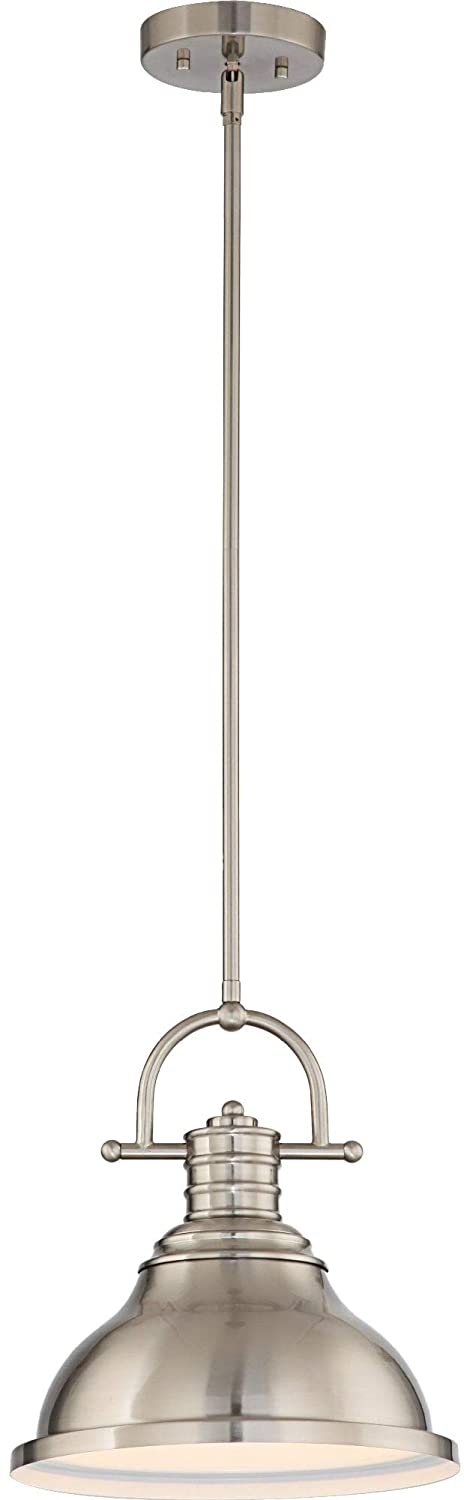 1 Light Indoor Brushed Nickel Downrod Pendant Transitional