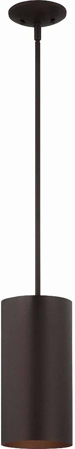 1 Light Antique Bronze Aluminum Led Cylinder Pendant