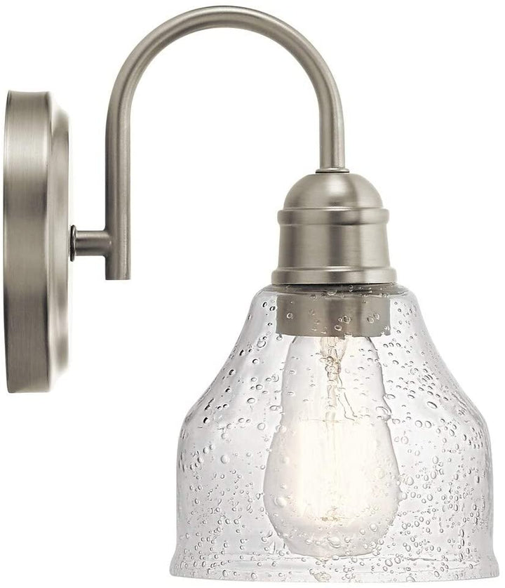 1 Light Brushed Nickel Wall Sconce Nickel Transitional Glass Steel - Diamond Home USA