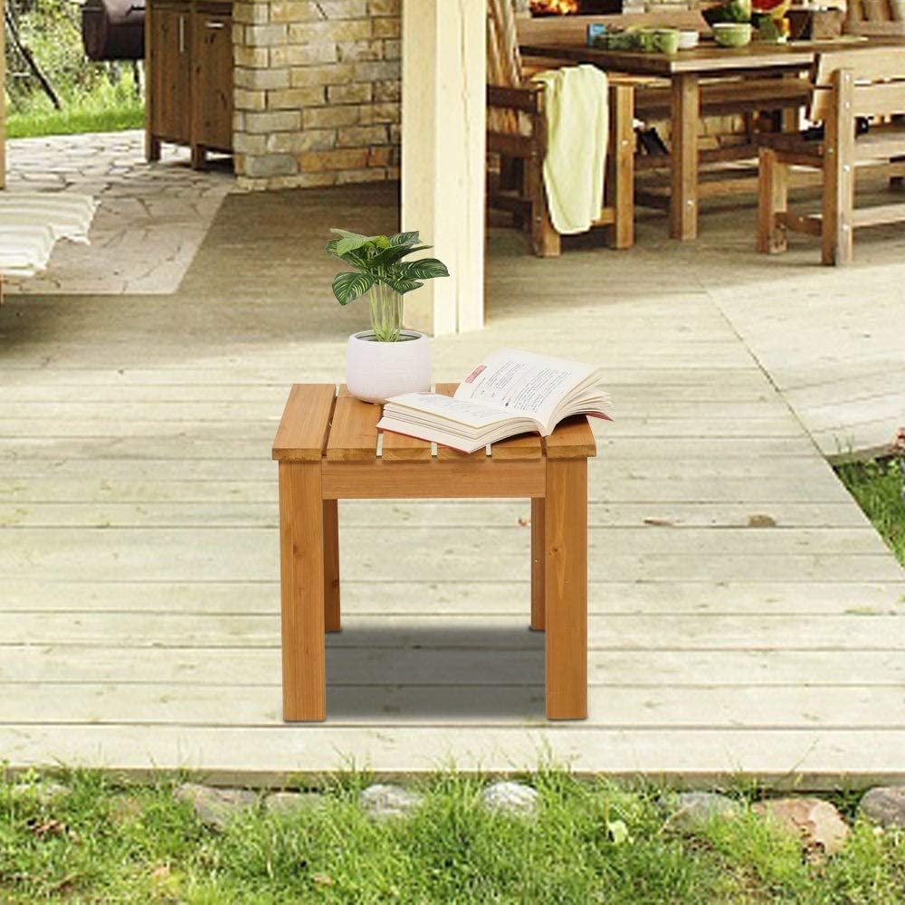 Wooden Square Side End Table Patio Coffee Bistro Indoor