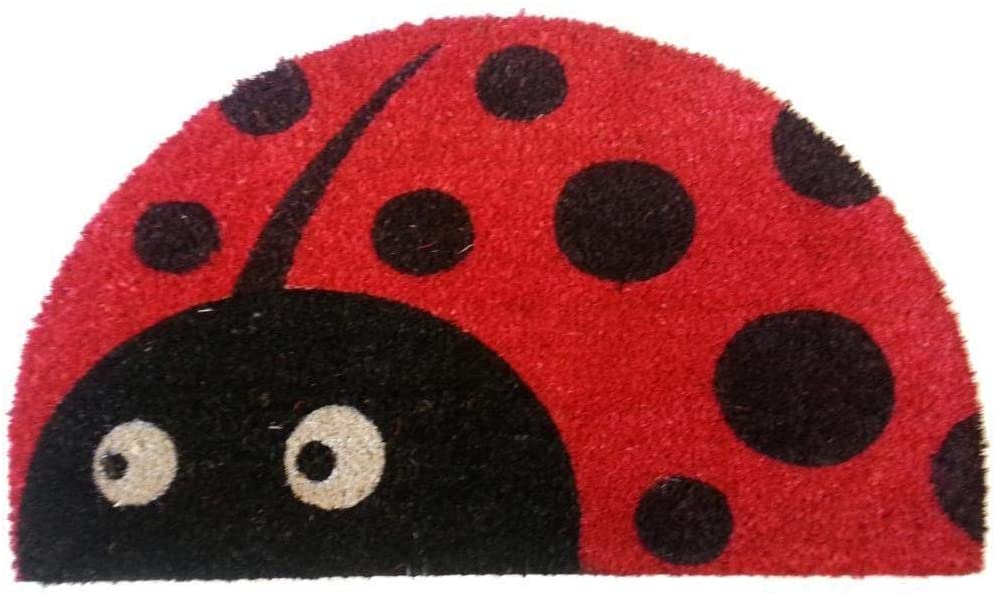 Half Round Lady Bug Doormat Red Casual Round