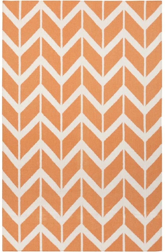 Hand Woven Papaya Wool Area Rug 8' X 11' Orange Geometric