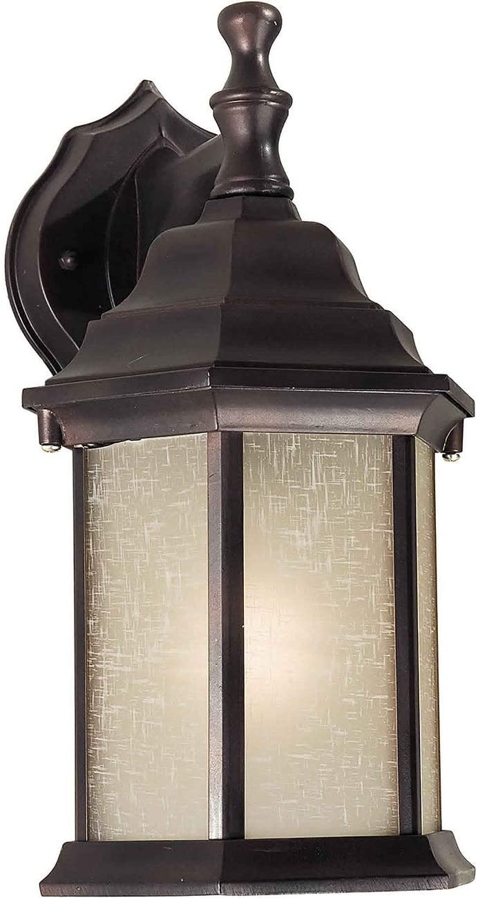 1 Light Antique Bronze Outdoor Wall Lantern Linen Glass