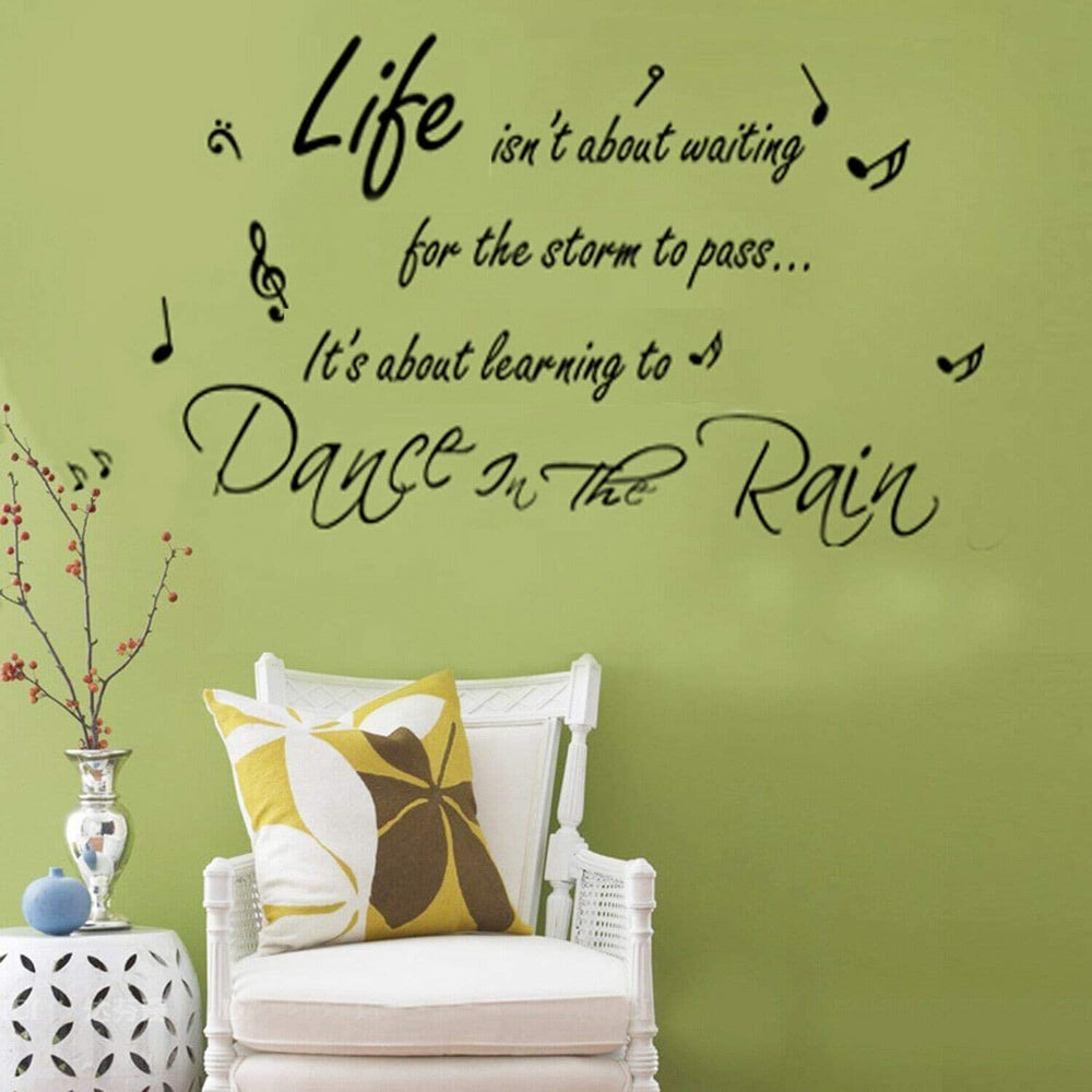 Dance Rain Quote Wall Sticker Home DIY Art Decal Black Modern Contemporary Surface Installation Removable - Diamond Home USA