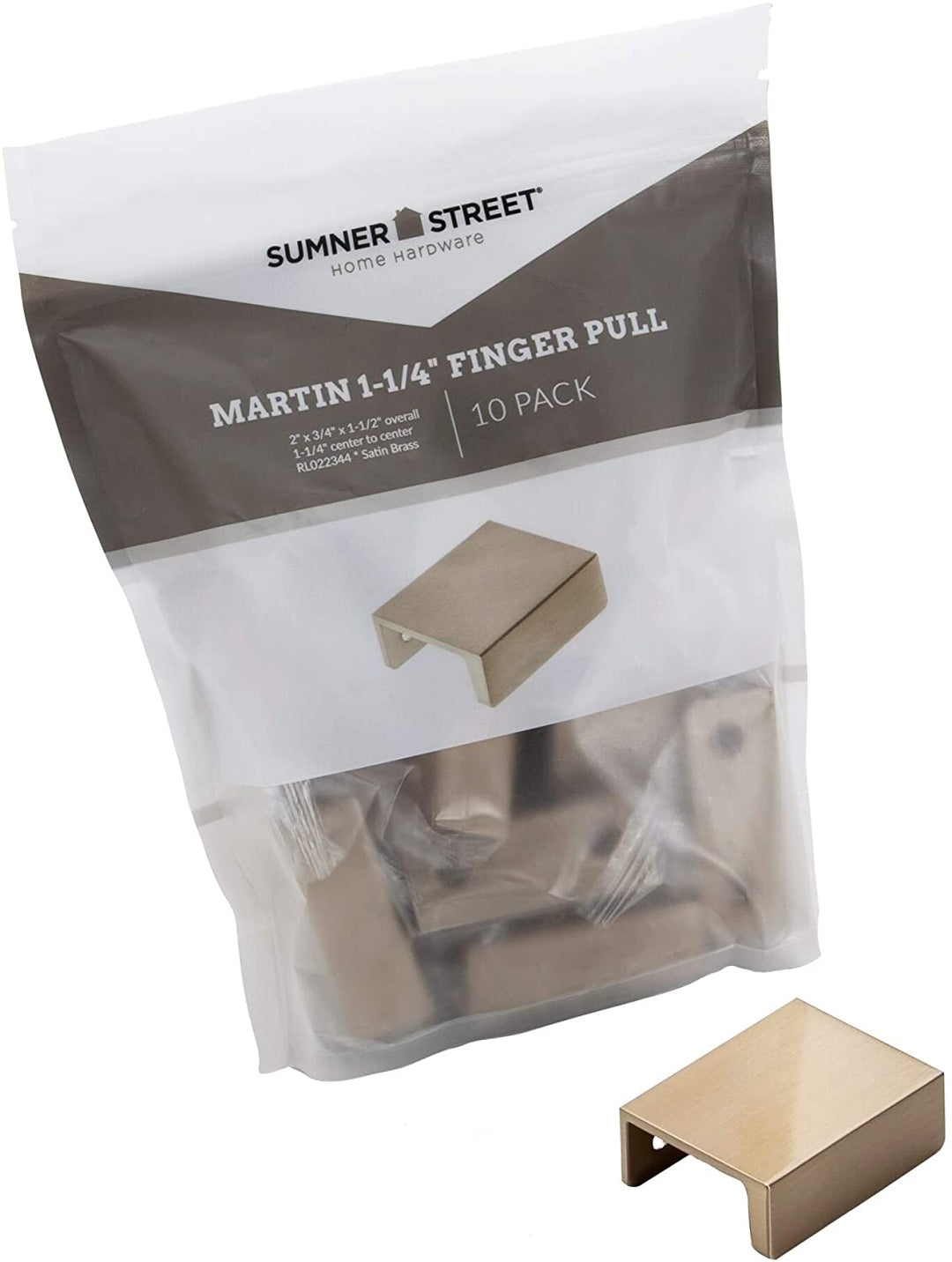 1 1/4" Finger Pull (Pack 10) Satin Brass Zinc