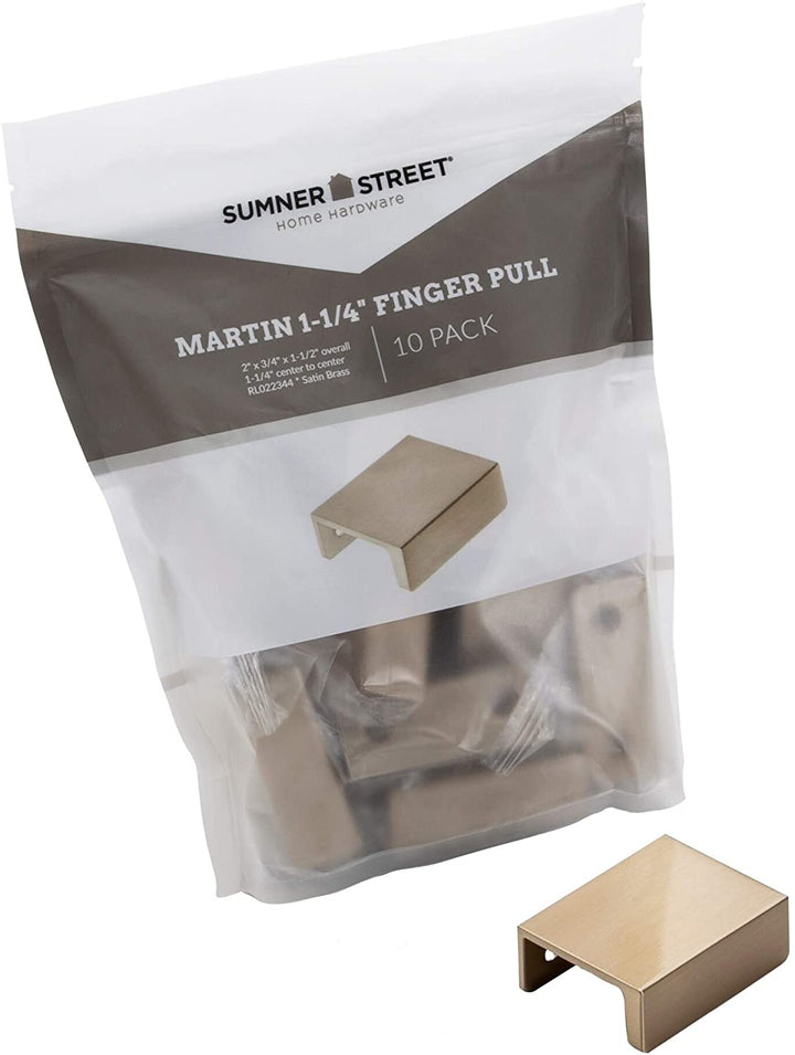 1 1/4" Finger Pull (Pack 10) Satin Brass Zinc